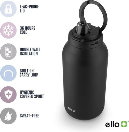 Ello Hydra 64oz Half Gallon Vacuum Insulated Stainless Steel Jug - Locking Lid for Easy Transport