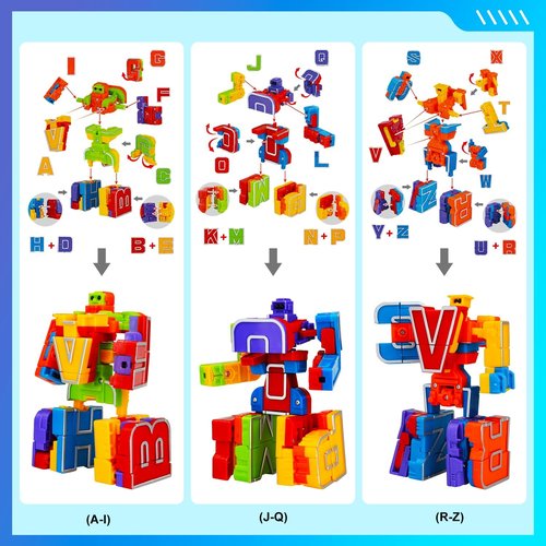Alphabet Robots | ABC Learning Toys for Boys - Deformation Fine Motor Skills | Advent Calendar Gift