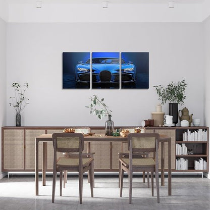 Feelyou Blue Race Car Canvas Wall Art - 3 Piece Set for Home Decor | 12"x16" Extreme Sports Artwork