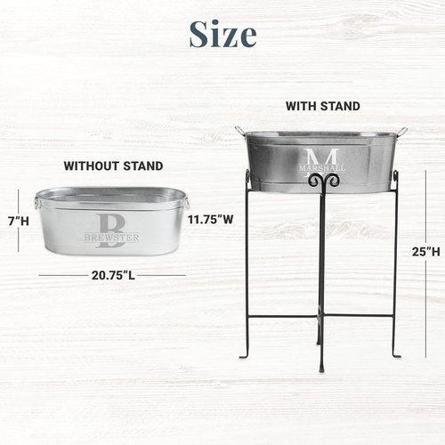 Let's Make Memories Personalized Beverage Tub w/Stand - Galvanized Beverage Tub - Customized Name & Initial – Drink Cooler - 5.5 Gallons