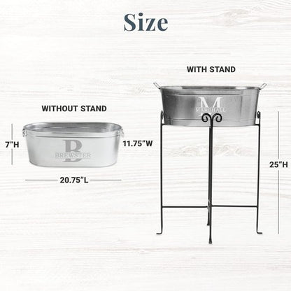 Let's Make Memories Personalized Beverage Tub w/Stand - Galvanized Beverage Tub - Customized Name & Initial – Drink Cooler - 5.5 Gallons