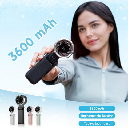 Skiennix Portable Handheld Turbo Fan - 180° Folding Design, 5 Speed USB Rechargeable | Ideal for Travel & Summer (Black)