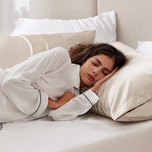 Love's Cabin Satin Pillowcase Set - Cooling Standard Size 20x26 for Hair & Skin | Silky Smooth Beige