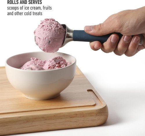 Calphalon Ice Cream Scoop - Stainless Steel with Thermoplastic Rubber Handle | Navy Blue