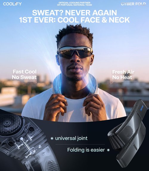 TORRAS 2026 COOLiFY Cyber Fold AI Neck Air Conditioner, Ultimate Cooling Max Cooling Area Neck Fan, Adjustable Strong Wind Neck Cooler for Neck & Face, Rechargeable Portable for Travel Outdoor, Black