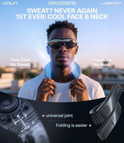 TORRAS 2026 COOLiFY Cyber Fold AI Neck Air Conditioner, Ultimate Cooling Max Cooling Area Neck Fan, Adjustable Strong Wind Neck Cooler for Neck & Face, Rechargeable Portable for Travel Outdoor, Black