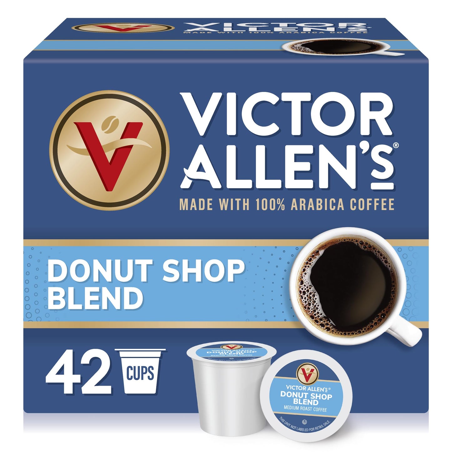 Victor Allen's Coffee Donut Shop Blend, Medium Roast, 42 Count, Single Serve Coffee Pods for Keurig K-Cup Brewers