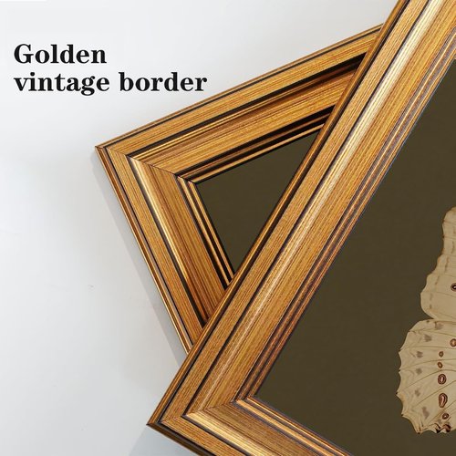 Gold Framed Vintage Butterfly Canvas Wall Art - Moody Insect Artwork for Living Room & Office | 8x10