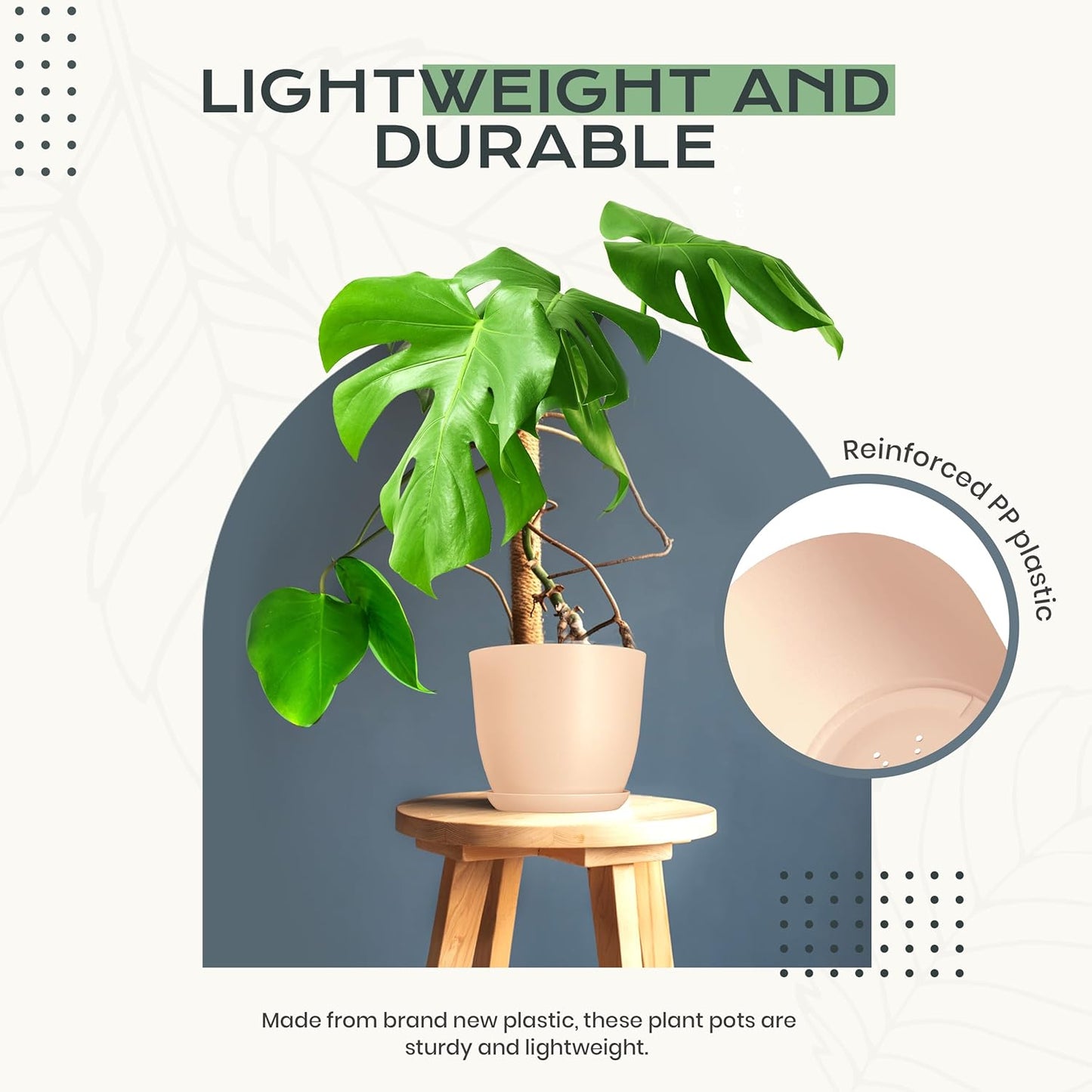 Utopia Home - Indoor Plant Pots with Drainage - 7 to 4.8 Inches Plastic Planters for Cactus & Succulents (Pink, Set of 10)