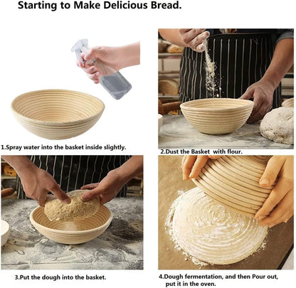 Skiennix 7-Inch Round Banneton Basket - Perfect for Bread Proofing | Includes Removable Liner, 2 Pack