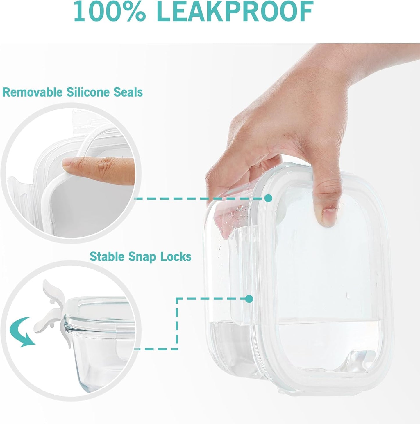 Vtopmart Glass Food Storage Containers - 8 Pack with Airtight Lids | BPA-Free Meal Prep for Microwave & Oven