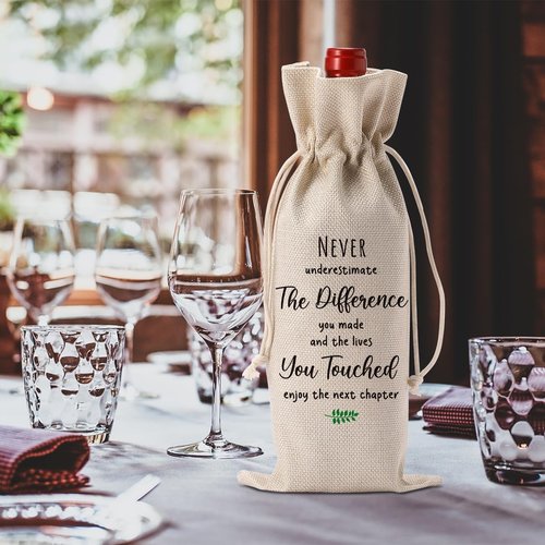 FBCCZEY Going Away Moving Away Leaving Farewell Goodbye Wine Bag for Friends Teachers Coworkers Boss Women Retirement Retired New Beginning New Business Owner Wine Bag for Woman Men