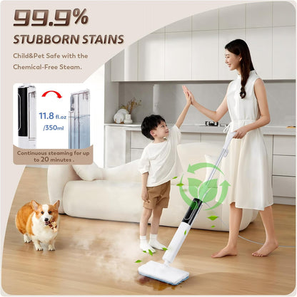 Skiennix Steam Mop - 3 Steam Modes & Quick 15s Heat-Up | 284℉ Powerful Cleaning for Wood, Marble, Tile & Hardwood Floors - 3 Mop Pads Included