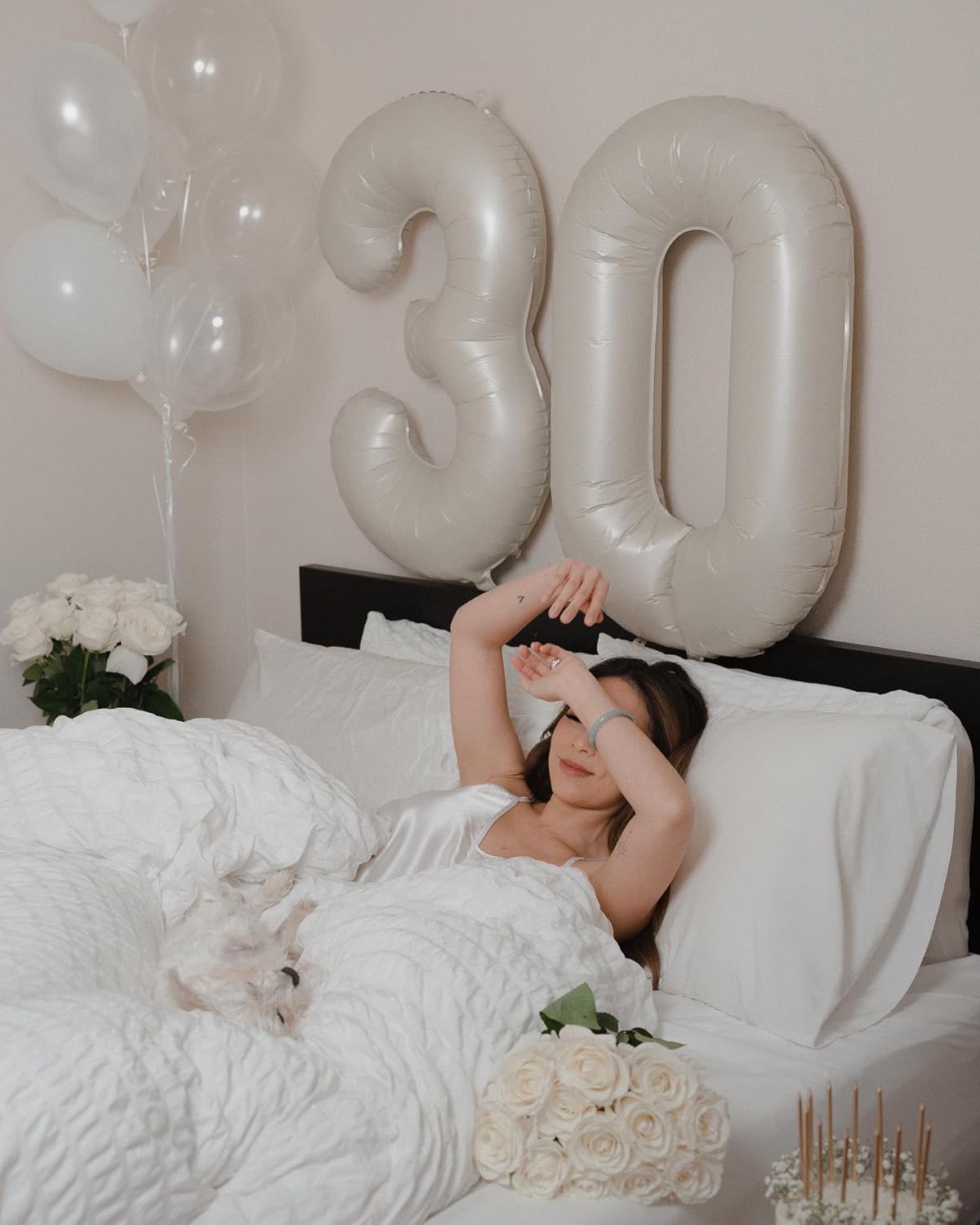 Number Balloons by Cream - 40 Inch Zero Balloon for Birthday Celebrations | Elegant Party Decor