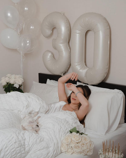 Number Balloons by Cream - 40 Inch Zero Balloon for Birthday Celebrations | Elegant Party Decor