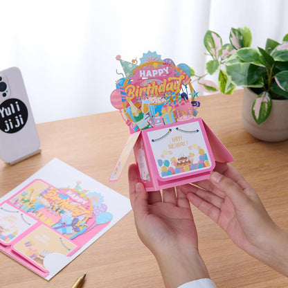 3D Pop Up Birthday Card - Unique Cake Design Gift Box for Adults & Kids | Handmade 6.5 x 7.5 Inches