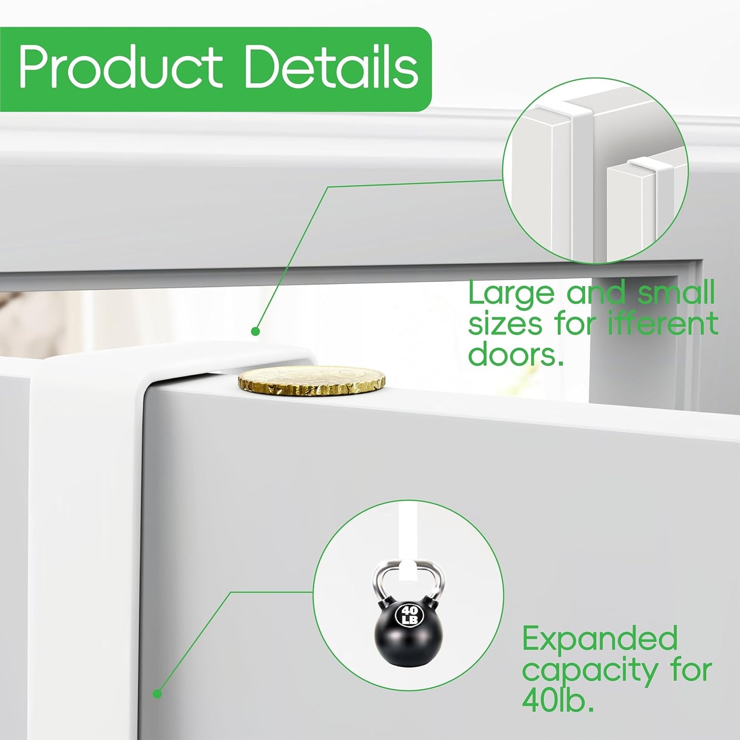 Skiennix 4 Pack Wreath Hangers - Heavy Duty Over Door Hooks for Towel, Coat, Hat Storage | 8" & 12" Sizes