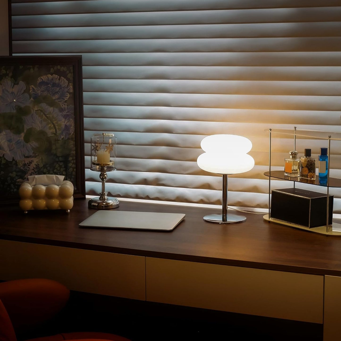 Skiennix White Mushroom Lamp - Dimmable Mid Century Modern Bedside Light for Home Decor | Cute Ambient Lighting