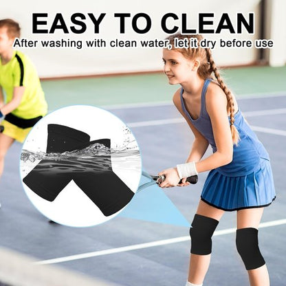 Kids Knee Support Sport Junior Breathable Kids Knee Support Sleeve for Girls and Boys Elasticity Childs Knee Brace for Football Cycling Dance Yoga Tennis Running Climbing (Black)