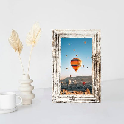 JCJMY 3x5 Picture Frame - Sturdy Tabletop Design with Shatter-Resistant Plexiglass | Rustic White Finish