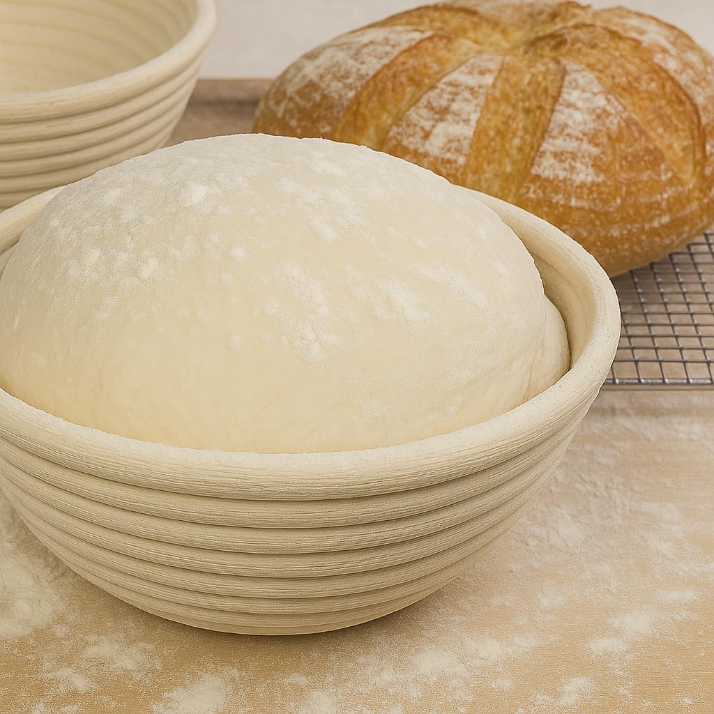 Saint Germain Bakery Premium Round Bread Banneton Basket - Ideal 9-Inch Brotform Proofing Basket with Liner