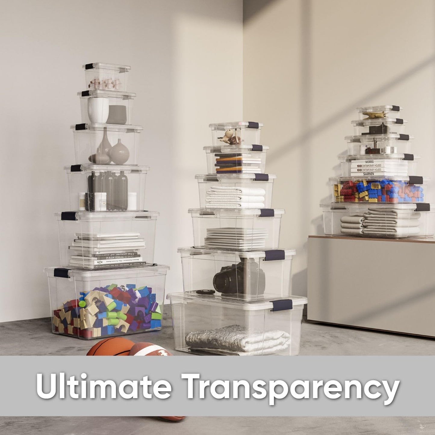 Superio Clear Plastic Storage Bin - 7.4 Quart, Non-Toxic & BPA Free, Stackable Organizer Box for Home & Office