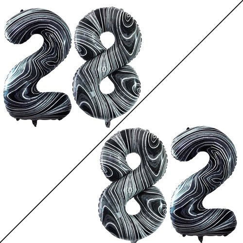 GOER Jumbo 42-Inch Number 28 Balloons - Marble Black Foil for 28th Birthday Party Decorations