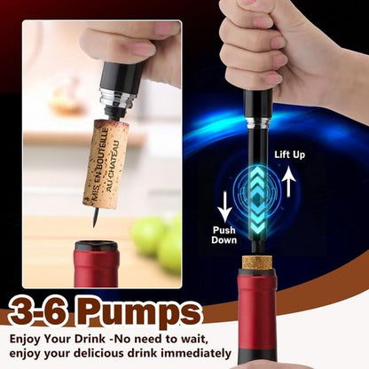 Air Pressure Wine Opener & Vacuum Stopper Set - NUCOKRS Pen Style Corkscrew with Foil Cutter, Opens in 3-7 Pumps, Preserves Wine Freshness, Idea Gift for Wine Lovers