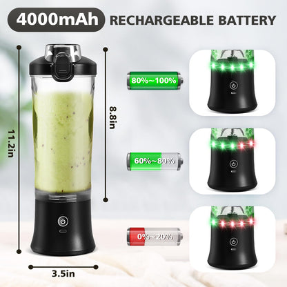 Skiennix Portable Blender - 20 OZ Personal Juicer for Shakes & Smoothies | USB-C Rechargeable, Travel-Friendly Design