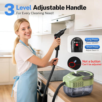 ODSD Steam Cleaner - Handheld 3-Level Adjustable Steamer for Home & Car | 15s Heat-Up, 1.6L Tank, 15 Accessories