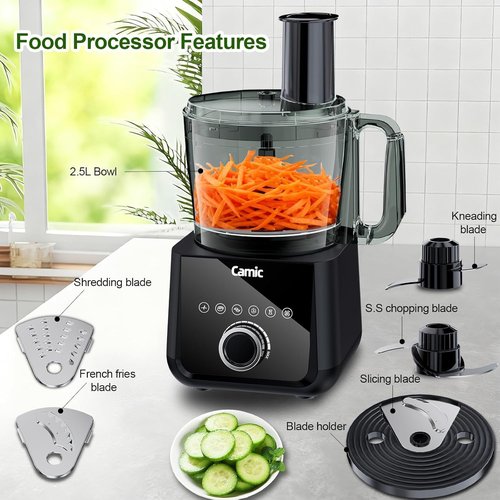 Camic Food Processor - 600W Multi-Function Kitchen Appliance | Shredding, Slicing, Chopping & Ice Crushing