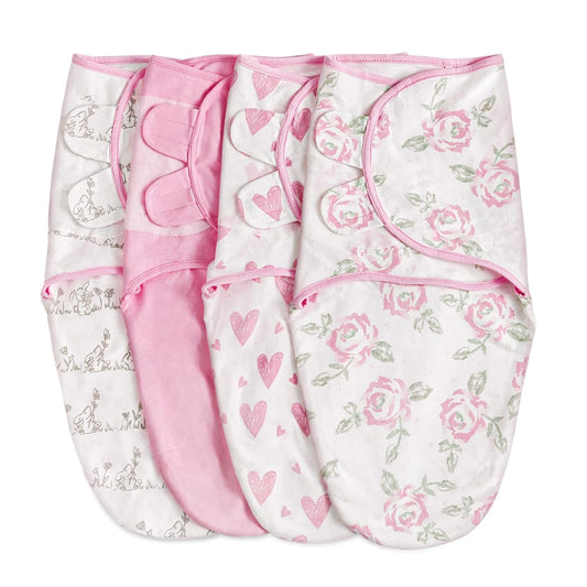 Skiennix Organic Baby Swaddle Sleep Sacks - 4-Pack Adjustable Cotton Wraps for Newborns (0-3 Months)