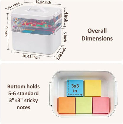 Craft Organizer by 3-Layer | Removable Trays & Lids | Art Supply Storage Box (10.62” x 9” x 7.67”)