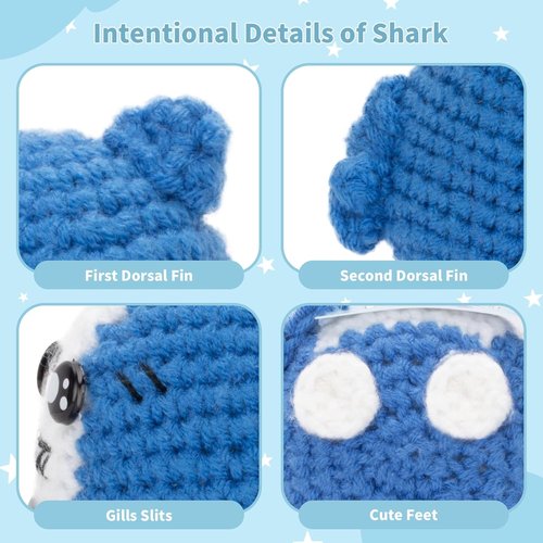 FunisFun Positive Crochet Shark | Handmade Motivational Gift for Shark Lovers - Unique Office Decor