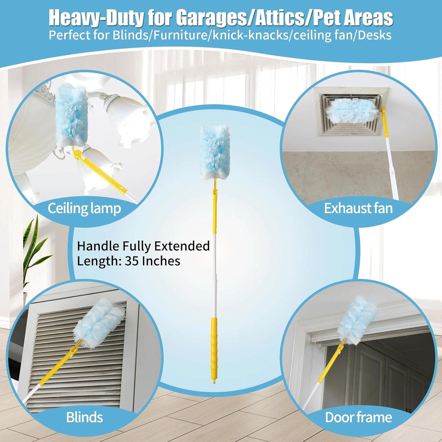 Skiennix 360° Heavy Duty Duster Refills - Extra Thick Disposable 40 Count | Compatible with Swiffer, 35-Inch Handle
