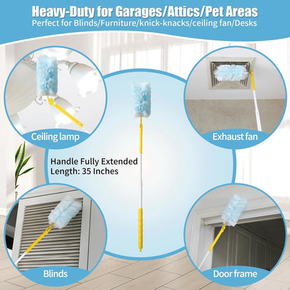 Skiennix 360° Heavy Duty Duster Refills - Extra Thick Disposable 40 Count | Compatible with Swiffer, 35-Inch Handle