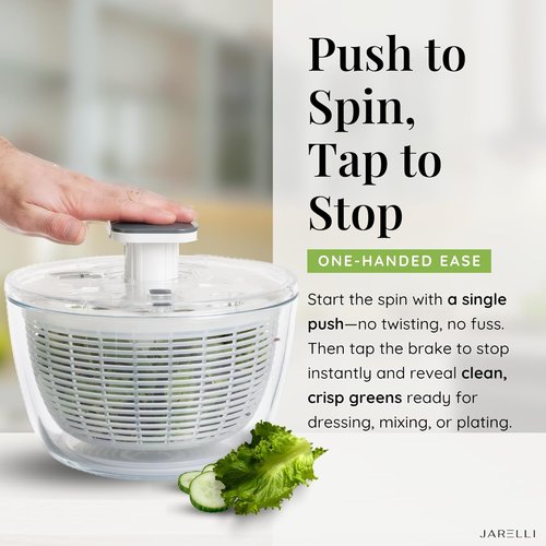 Glass Salad Spinner by [Brand Name] - Large 6.3QT Capacity with BPA-Free Colander & Storage Lid