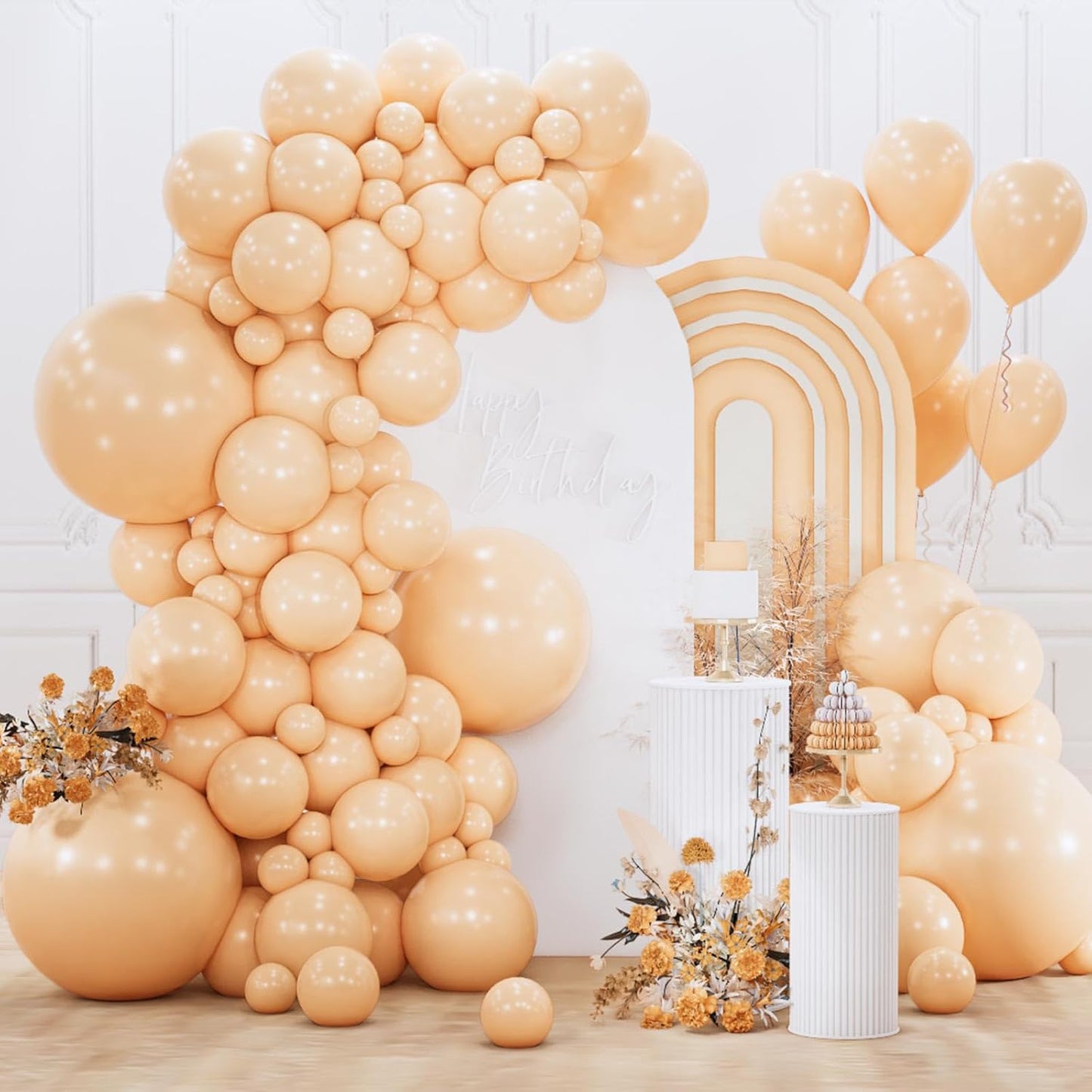 PartyWoo Nude Balloons - 155-Piece Boho Fall Balloon Arch Kit | 18", 12", 10", 5" Sizes for Graduation & Baby Showers