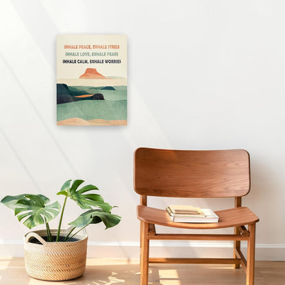 Pugwak Mental Health Wall Art - Inhale Exhale Canvas Print for Calming Therapy Room | 11x14 Inch