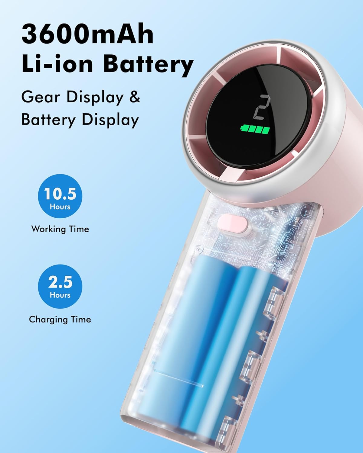 WHATOOK Portable Handheld Mini Fan - High-Speed Cooling with 10-Hour Battery Life | USB Rechargeable, Pink