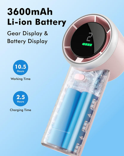WHATOOK Portable Handheld Mini Fan - High-Speed Cooling with 10-Hour Battery Life | USB Rechargeable, Pink