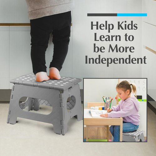 Handy Laundry Folding Step Stool - Lightweight & Sturdy for Adults and Kids | Easy One-Flip Design - Grey, 9 Inch (Pack of 2)