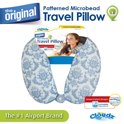 Cloudz Patterned Microbead Travel Neck Pillows - Blue Print