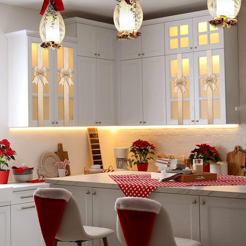 Variation of THIS listing: Burlap Christmas Cabinet Bows 4 Pcs, 6.6 ft Ribbon, Beige