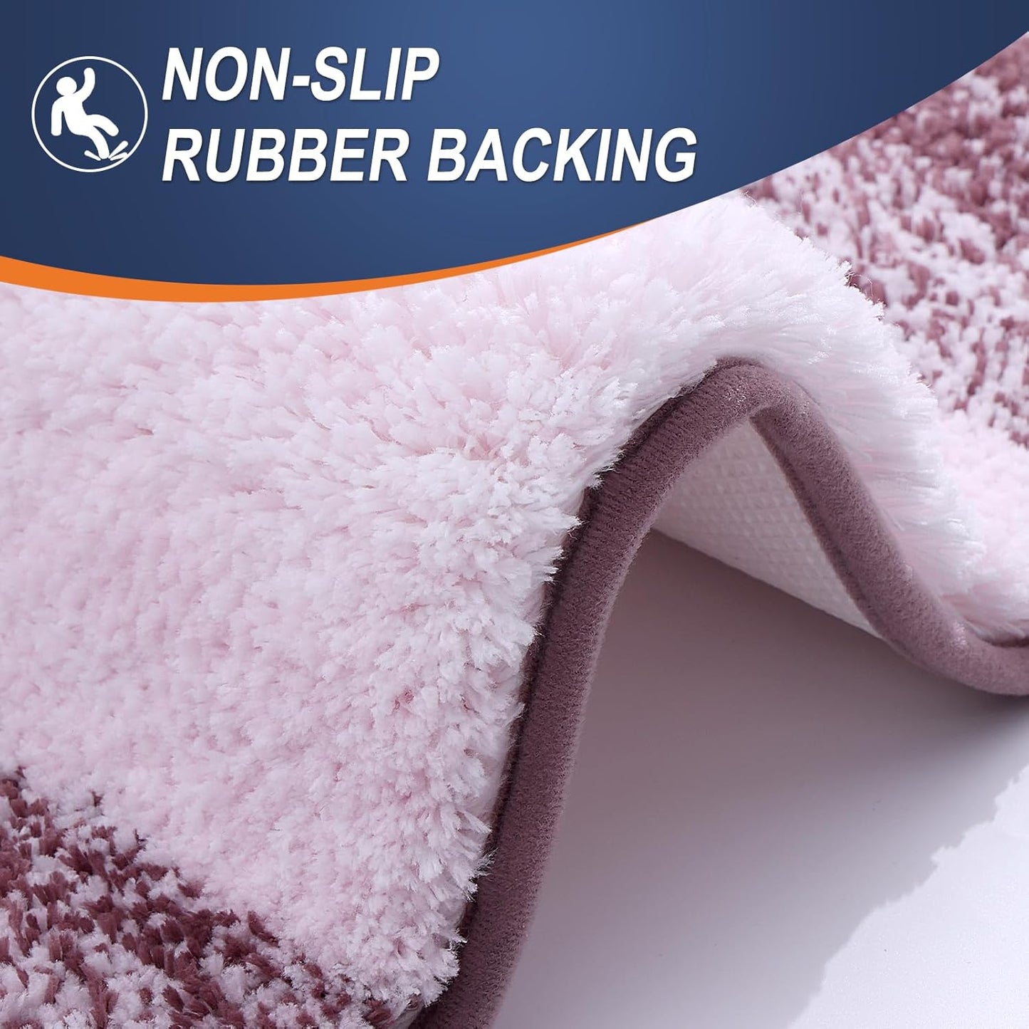 OLANLY Large Bath Rugs - Extra Soft Microfiber with Rubber Backing | Quick Dry, Machine Washable, 54x24, Mauve