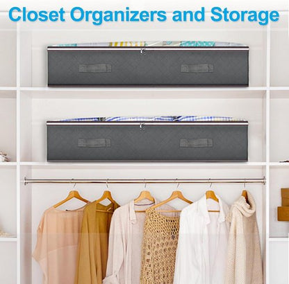Budding Joy 60L Under Bed Storage Containers - Clear Lids & Foldable Design for Clothes, Blankets, Shoes | Ideal Home & Dorm Organization