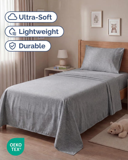 Skiennix Twin Size 3-Piece Sheet Set - Comfy Cooling Bed Sheets with Deep Pockets - Soft & Wrinkle-Free Grey