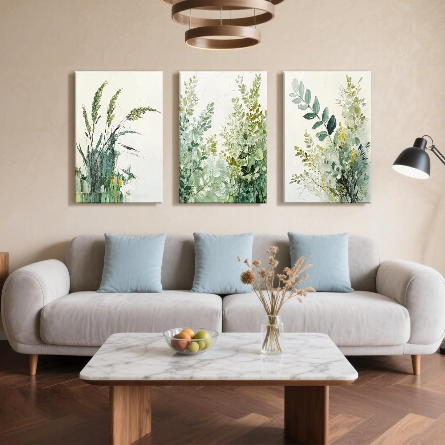 Skiennix Boho Floral Canvas Wall Art - Modern Botanical Prints for Home Office & Living Room | 12"x16" Wrapped Frame