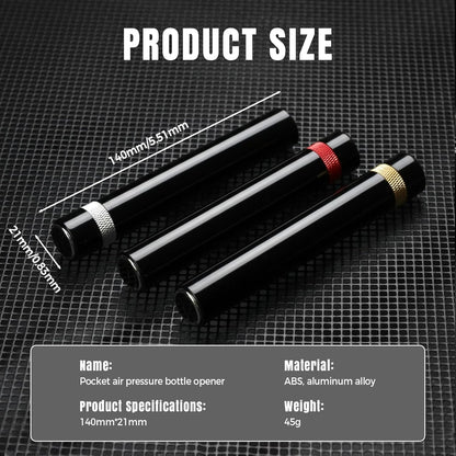 Portable Air Pressure Wine Opener, 2025 New Mini Travel Wine Bottle Opener, Magnetic Connection Port Wine Opener for Home Restaurant Party, 3-7 Compression Quick Open (Gold)