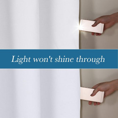 H.VERSAILTEX Linen Blackout Curtains Durable Thick Textured Linen Look 100% Blackout Patio Door Curtain Anti Rust Grommet Extra Wide Sliding Door Curtain Panel, W100 x L108 inch - Pure White